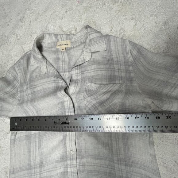 Cloth & Stone Womens XS Button Down Long Sleeve Shirt Top Lightweight Plaid Gray - Picture 7 of 10